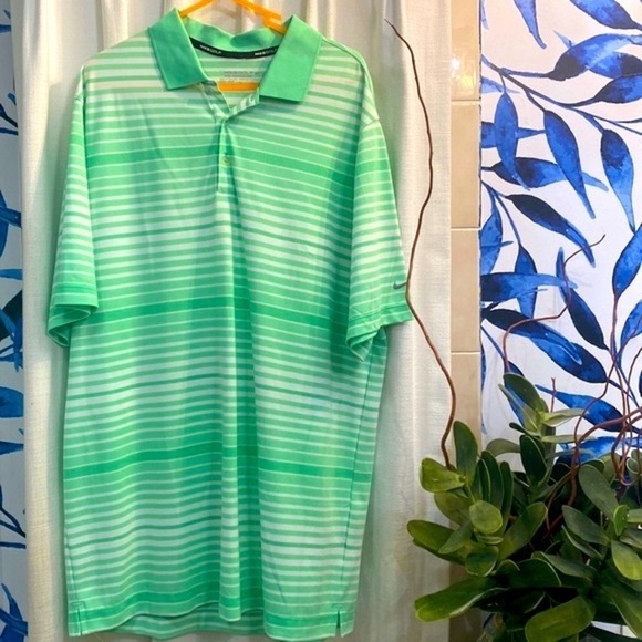 Nike Golf Tour Performance Green & White Striped Polyester & Spandex Dri-Fit XL - Picture 1 of 8